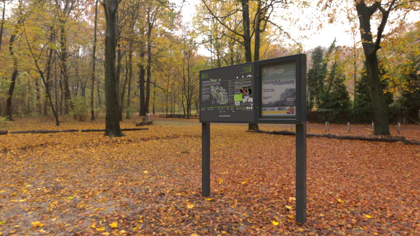 Berrow Interpretational Display in a forest setting