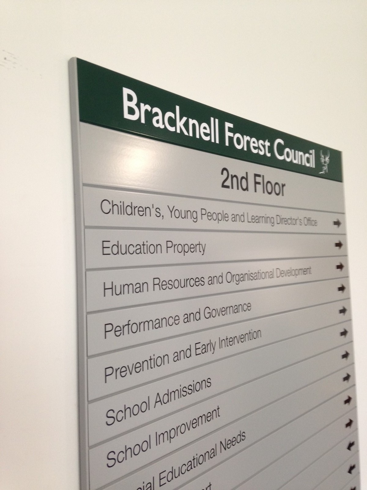 Internal wayfinding sign for Bracknell