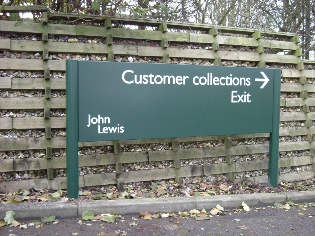 Customer collections signage for John Lewis using a post & panel sign